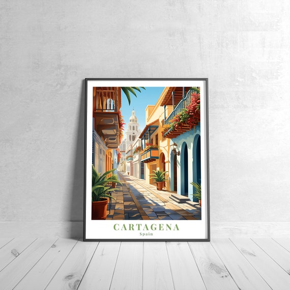 Cartagena Vintage Travel Poster Retro Spain Art Print Colorful Home Decor Wall Unique Gift