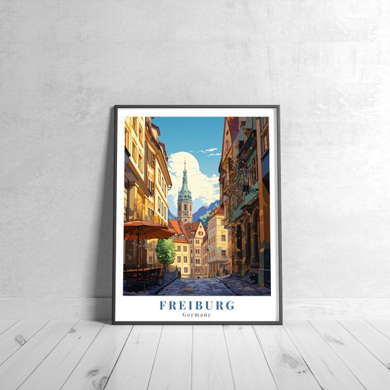 Freiburg Vintage Travel Poster Retro Germany Art Print Colorful Home Decor Wall Unique Gift