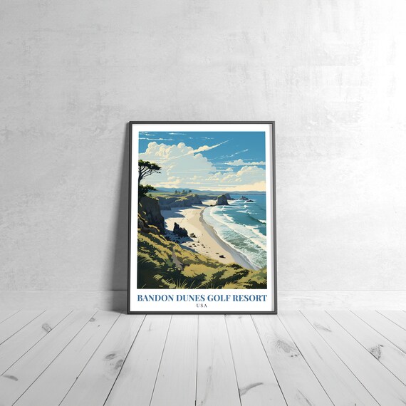 Bandon Dunes Golf Resort USA Coastal Beach Vintage Travel Poster