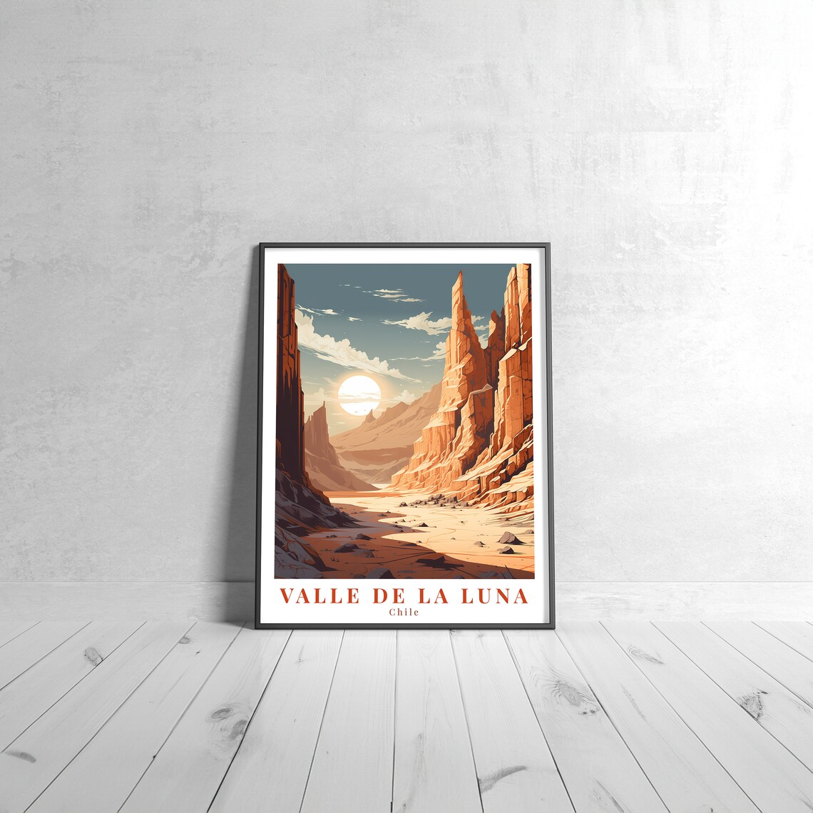 Valle de la Luna Chile Desert Canyon Sunset Travel Style Poster