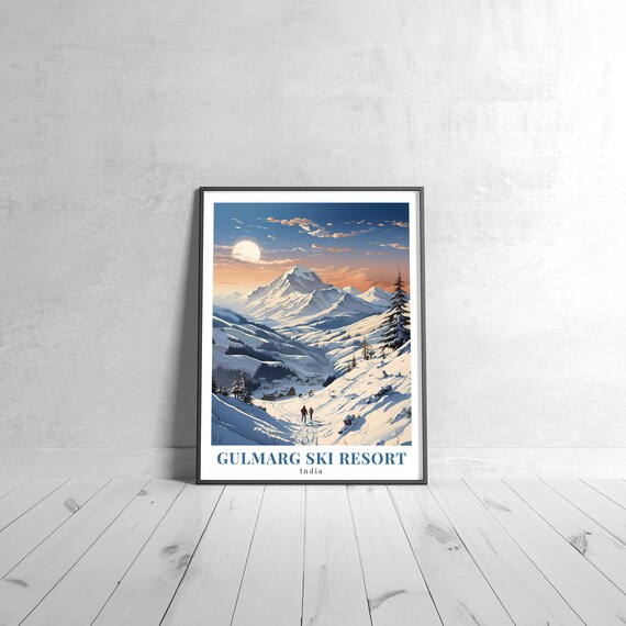 Gulmarg Ski Resort India Himalayan Snow Sunset Travel Poster