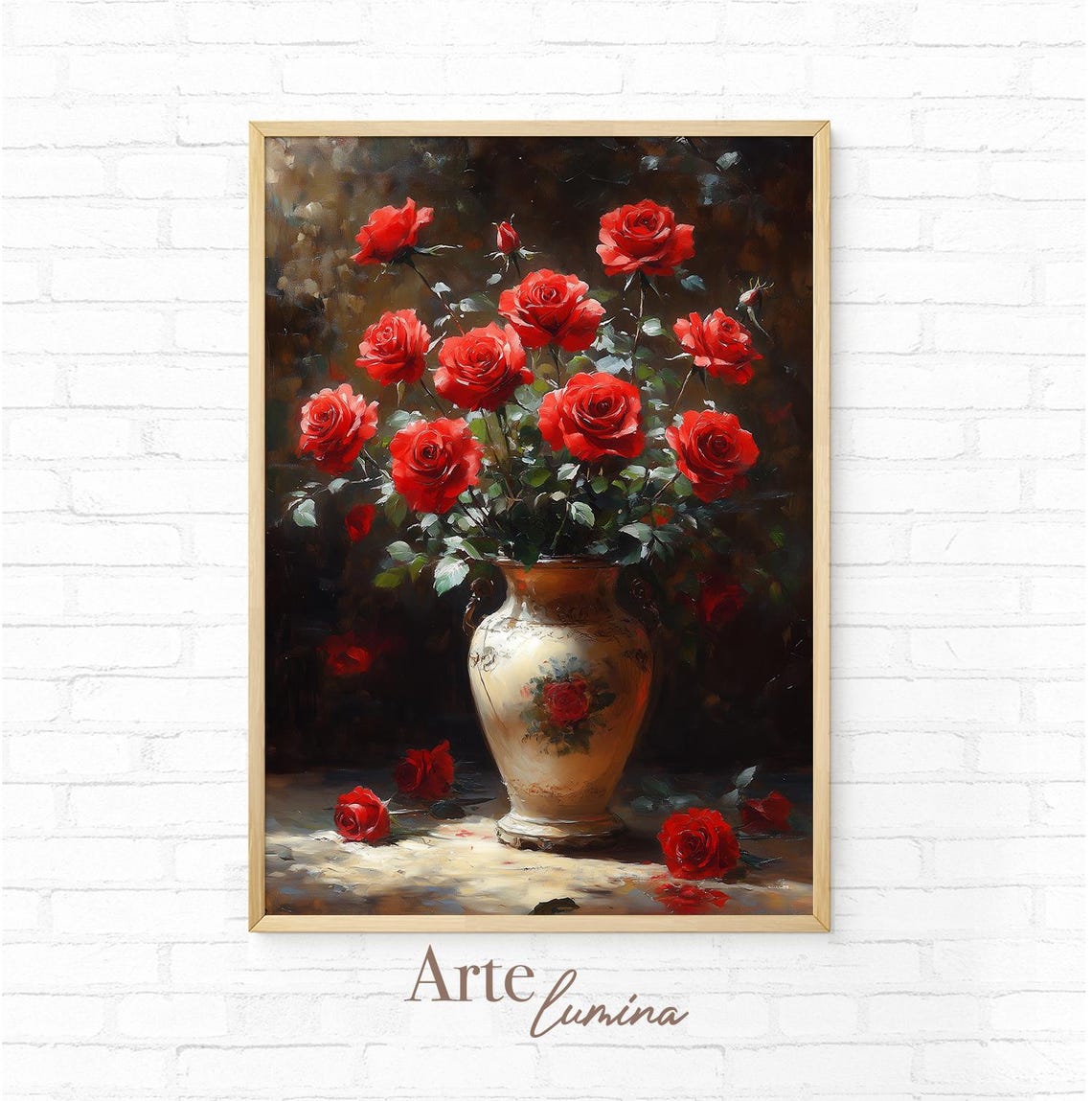 Dramatic Red Roses Bouquet in an Ornate Decorative Vase Poster - Image 7