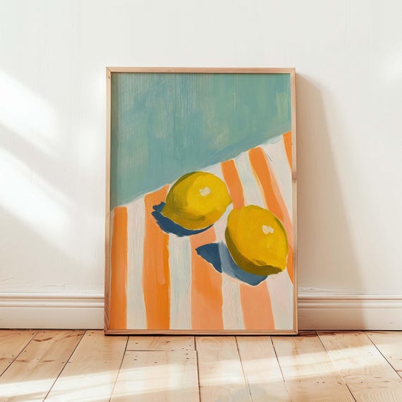 Lemon Wall Art Whimsical Artwork Playful Fruit Decor Retro Summer Posters Preppy