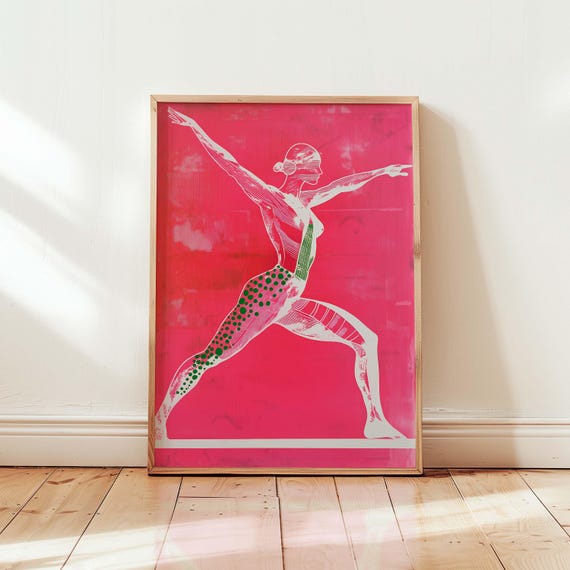 Yoga Art Print Anatomical Poster Modern Fitness Wall Warrior Pose Artwork Sports Medicine Decor Gym Gift