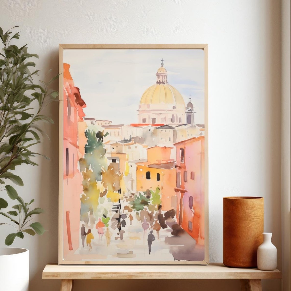 Rome Watercolor Painting Italy Travel Poster