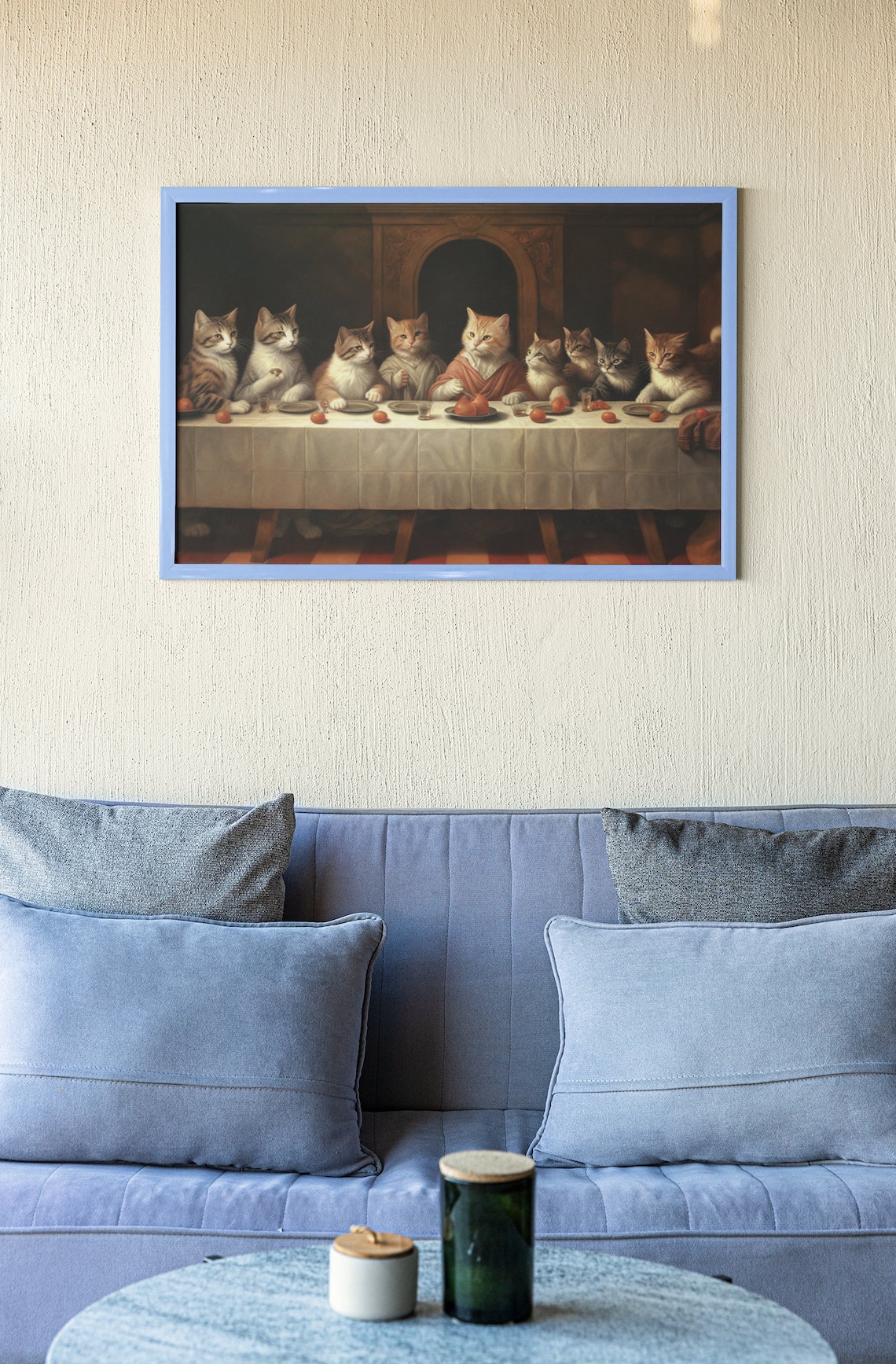 Cats Last Supper Funny Historic Wall Art Print - Image 3