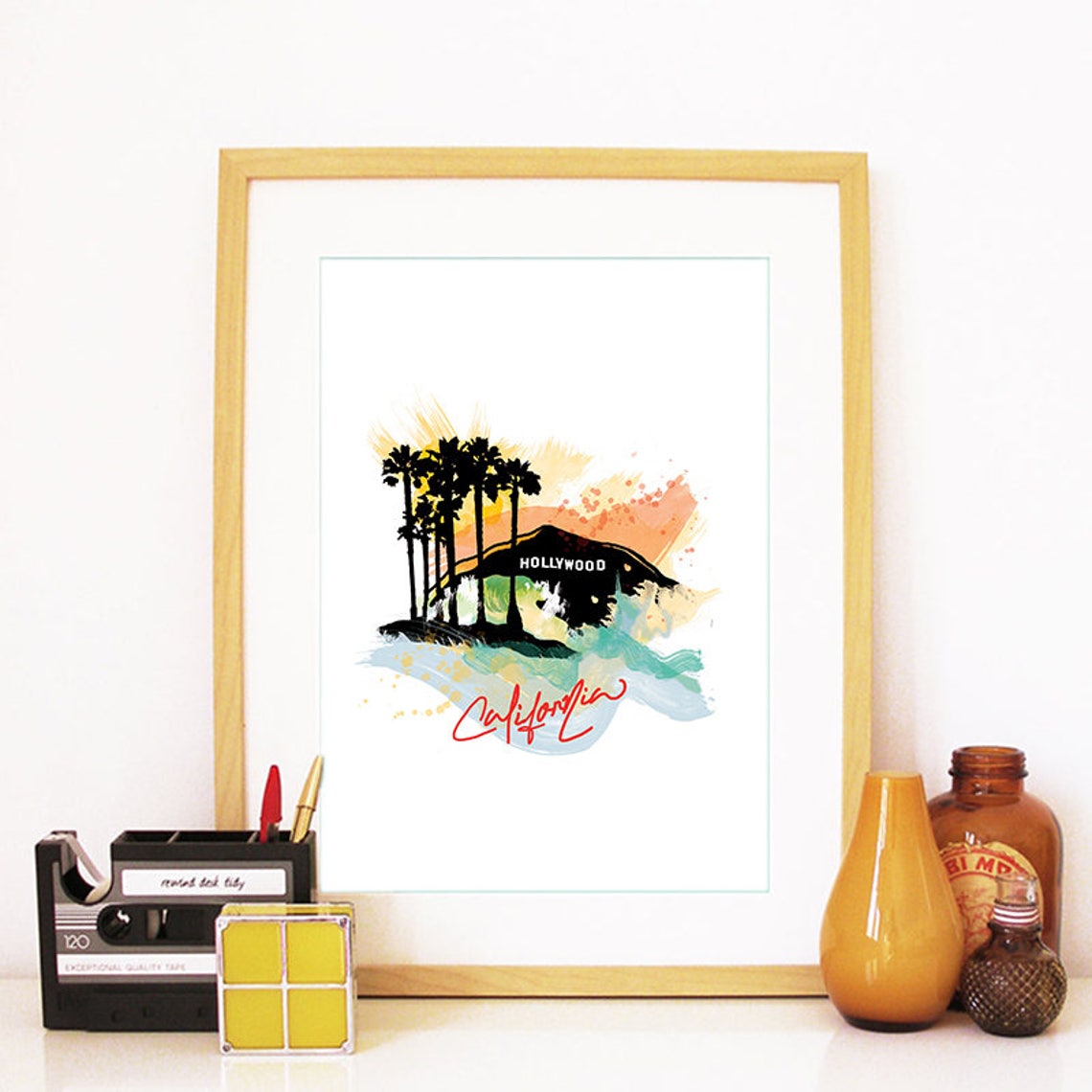 Hollywood Print Hollywood Skyline Hollywood Art Hollywood Poster Hollywood Watercolor Hollywood Art Hollywood Map Hollywood Wall Art - Image 2