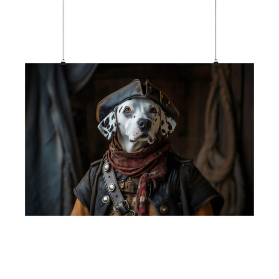 Pirate Dalmatian Maximalist Eclectic Victorian Poster Print Bold Altered Party Animal Portrait Fantasy Colorful Renaissance Rustic