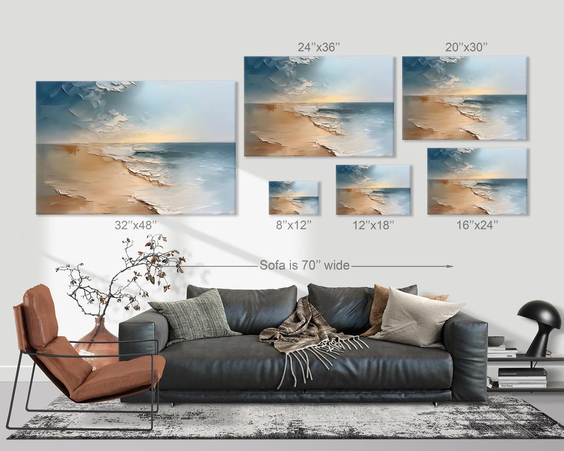 Calm Beach Waves Textured Shoreline Soft Blue Serene Ocean Print - Image 3