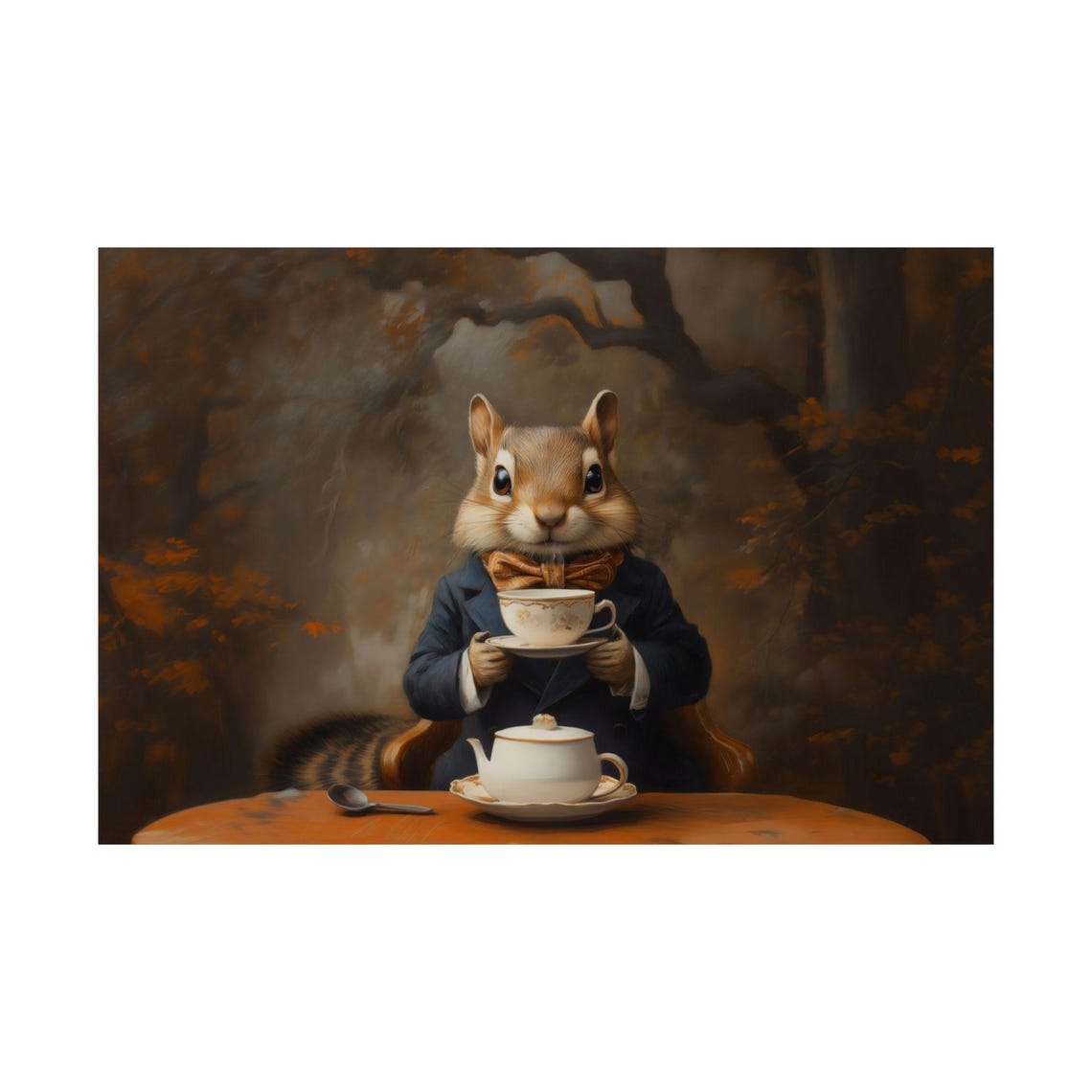 A Chipmunk For Tea Maximalist Eclectic Victorian Poster Print Bold Altered Tea Party Animal Portrait Fantasy Fun Renaissance Rustic - Image 3