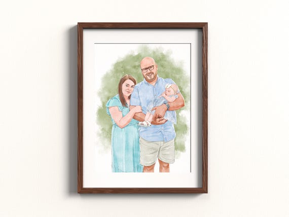 Custom Watercolor Painting From Photo Custom Family Gift Gift For Couples Gift For Momdad Personalised Gift Engagement Gift Wedding Gifts