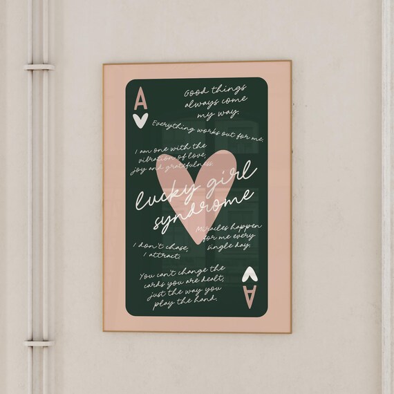 Lucky Girl Syndrome Ace Of Hearts Poster, Retro Bar Art