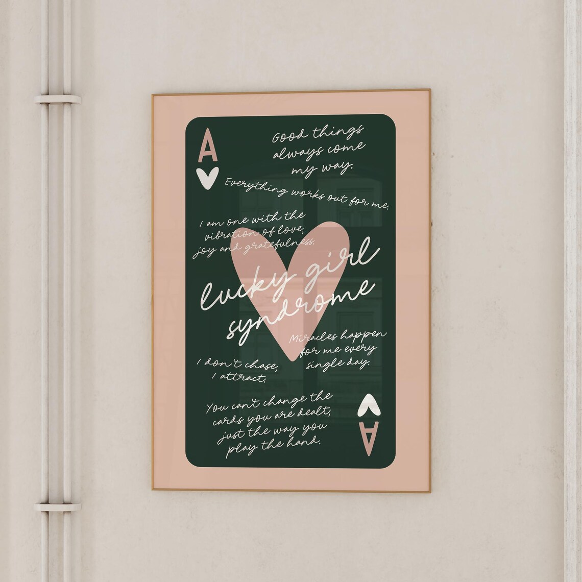 Lucky Girl Syndrome Ace Of Hearts Poster, Retro Bar Art