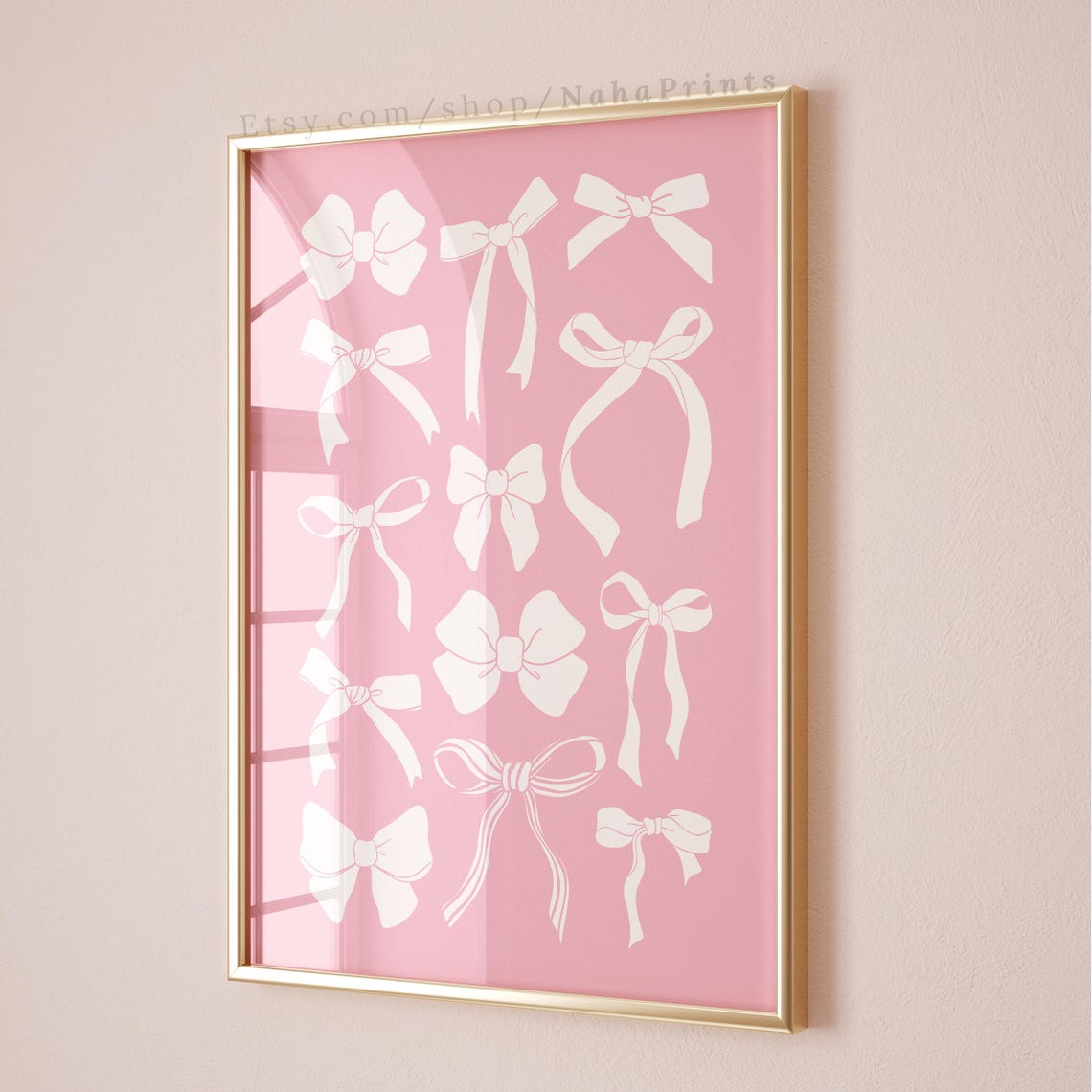 Pink Bows Coquette Balletcore Blush Ribbon Girls Room Wall Art