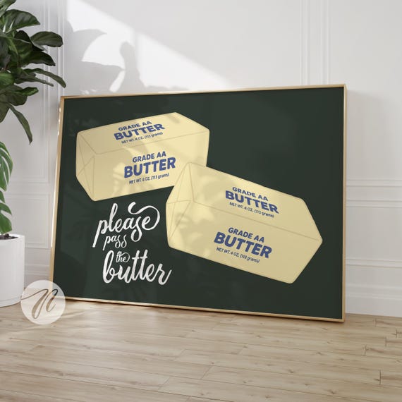 Retro Butter Sticks Kitchen Print Funny Food Pop Art