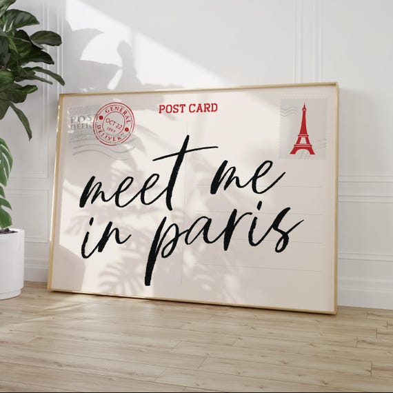 Paris Postcard Print, Eiffel Tower Travel Poster