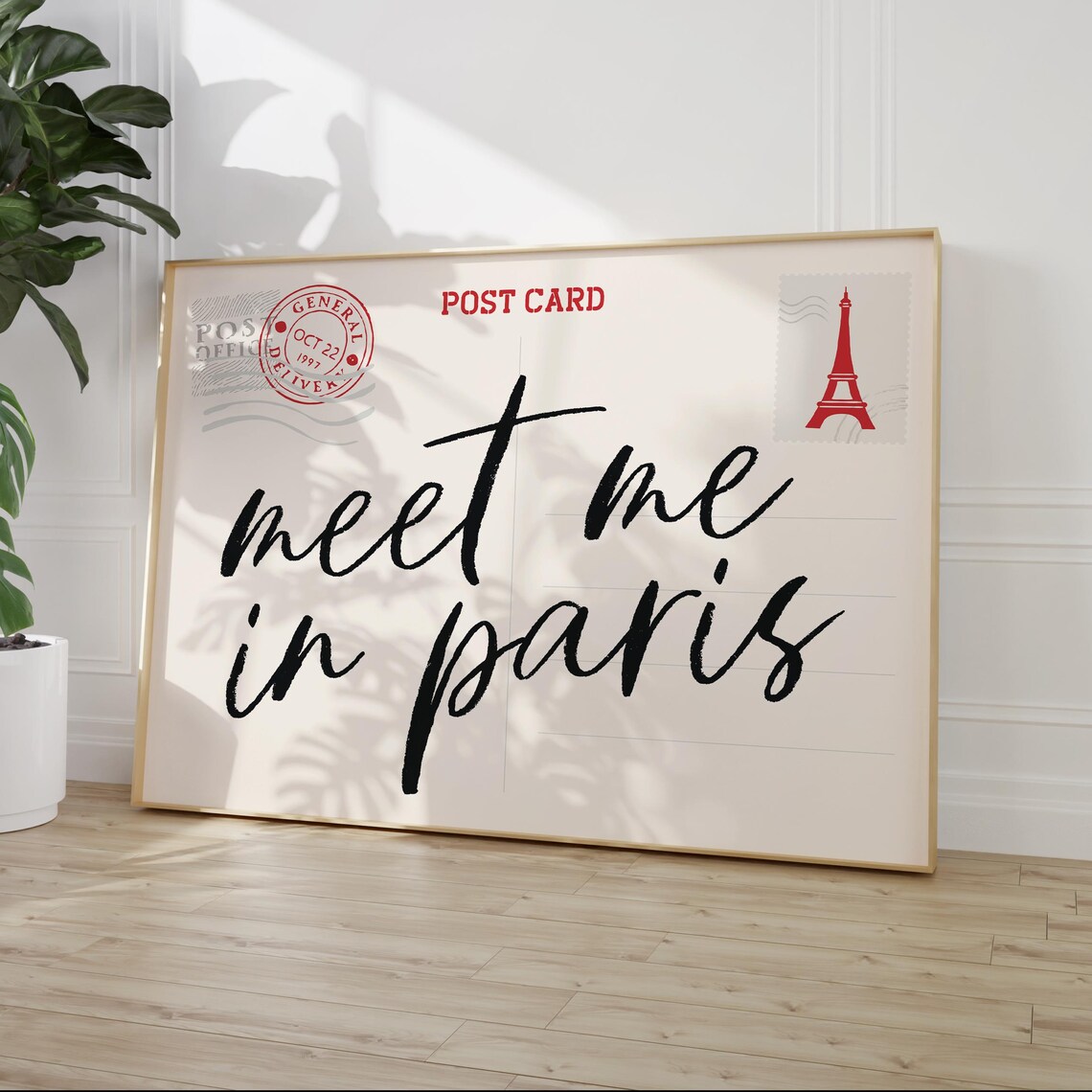 Paris Postcard Print, Eiffel Tower Travel Poster