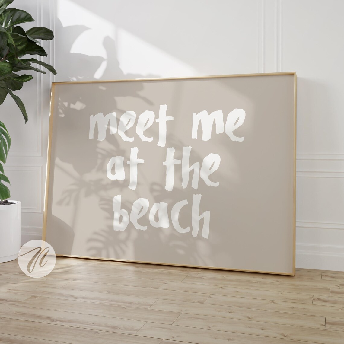 Meet Me At The Beach Neutral Coastal Art Print