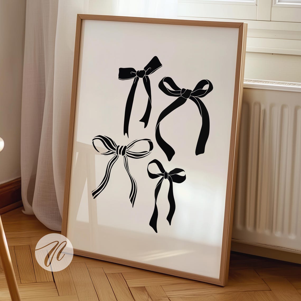 Black Bows Art Print, Preppy Dorm Decor