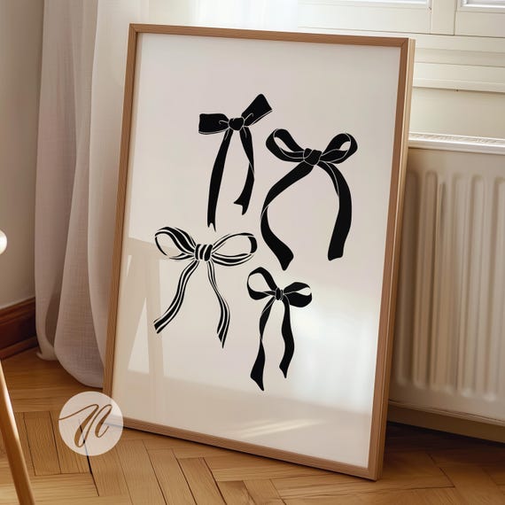 Black Bows Art Print, Preppy Dorm Decor