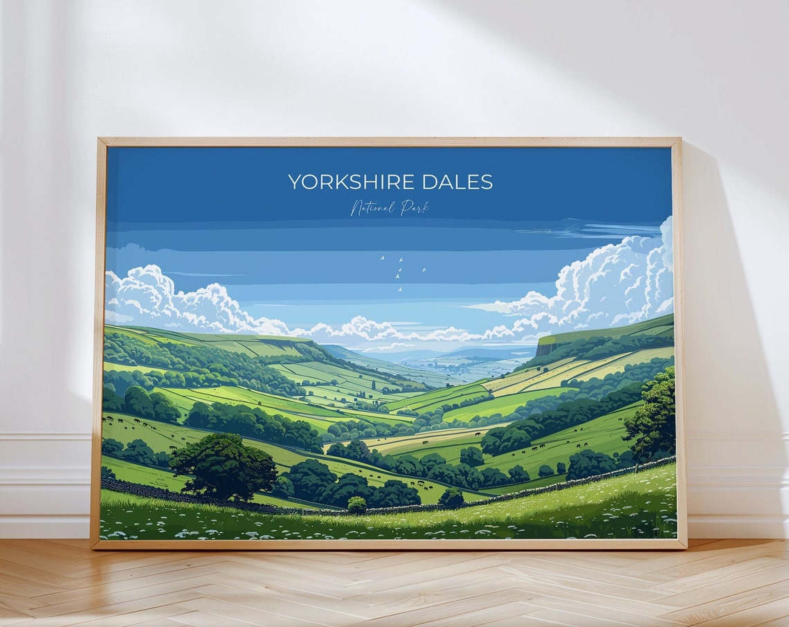 Yorkshire Dales Landscape Travel Poster Wall Art Travel Print Of Yorkshire Dales Yorkshire Dales Art Lovers Gift English Countryside