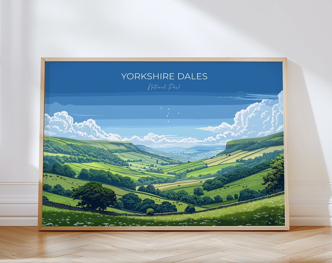 Yorkshire Dales National Park Green Valley Hills View Poster