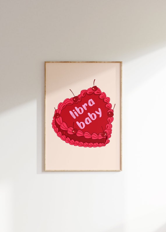 Libra Baby Art Print Libra Poster Libra Art Zodiac Libra Cake Print Libra Wall Art Vintage Cake Print Libra Cake Print