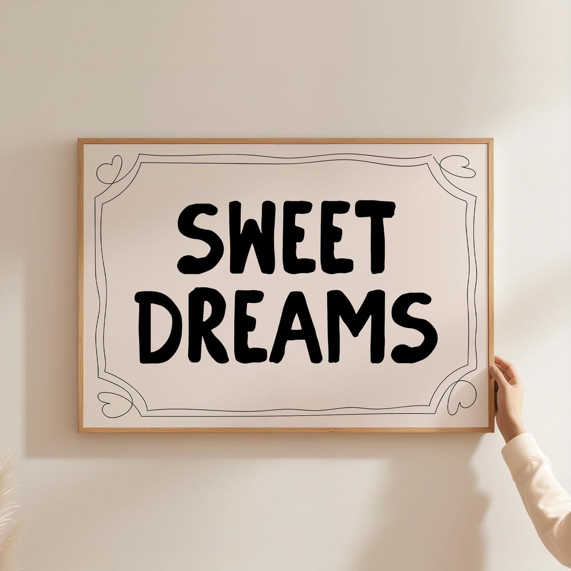 Sweet Dreams Bold Black Lettering Bedroom Above Bed Decor Poster