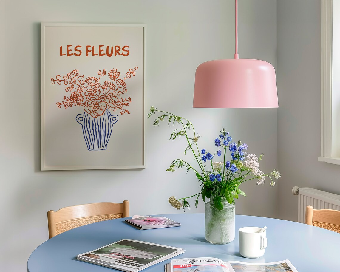 Les Fleurs Floral Botanical Fine Line Art Print - Image 4