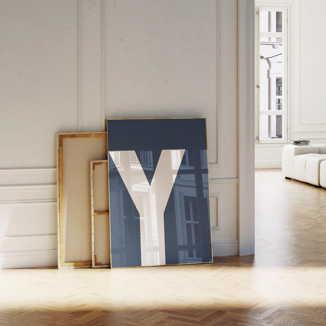 Letter Y Monogram Poster for Nursery Room