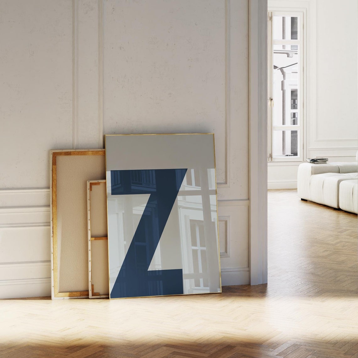 Navy Blue Letter Z Minimalist Modern Monogram Alphabet Poster