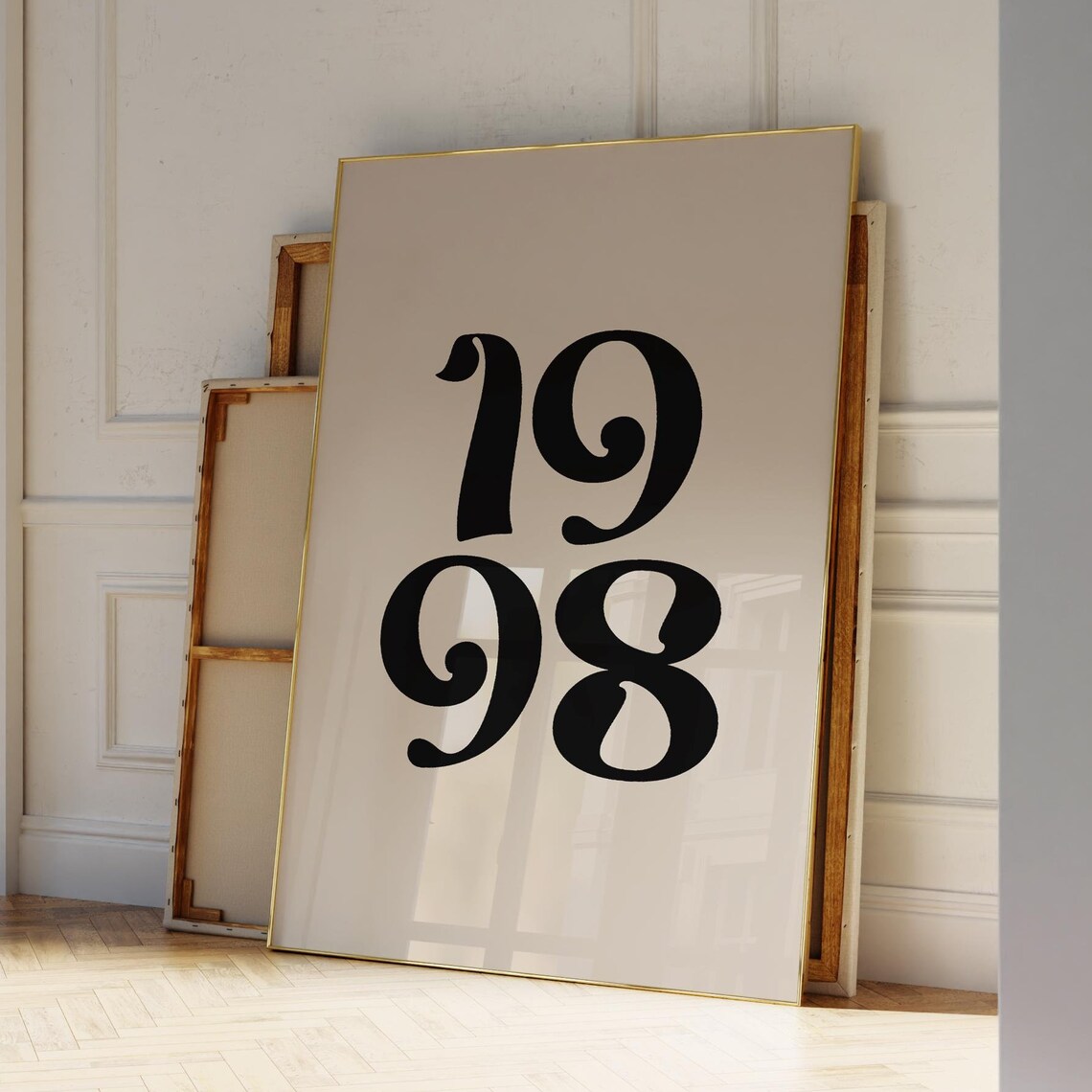 1998 Birth Year Poster Minimalist Black Retro Number Typography Art