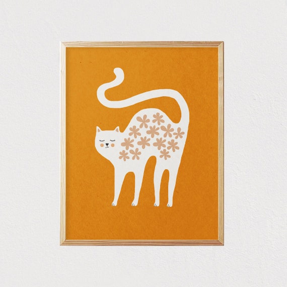 Funny Cat Mid-Century Modern Nursery Art Print