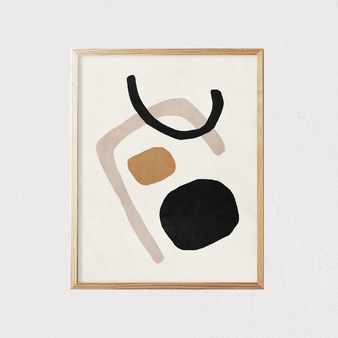 Black And Beige Curved Lines Modern Minimalist Abstract Poster