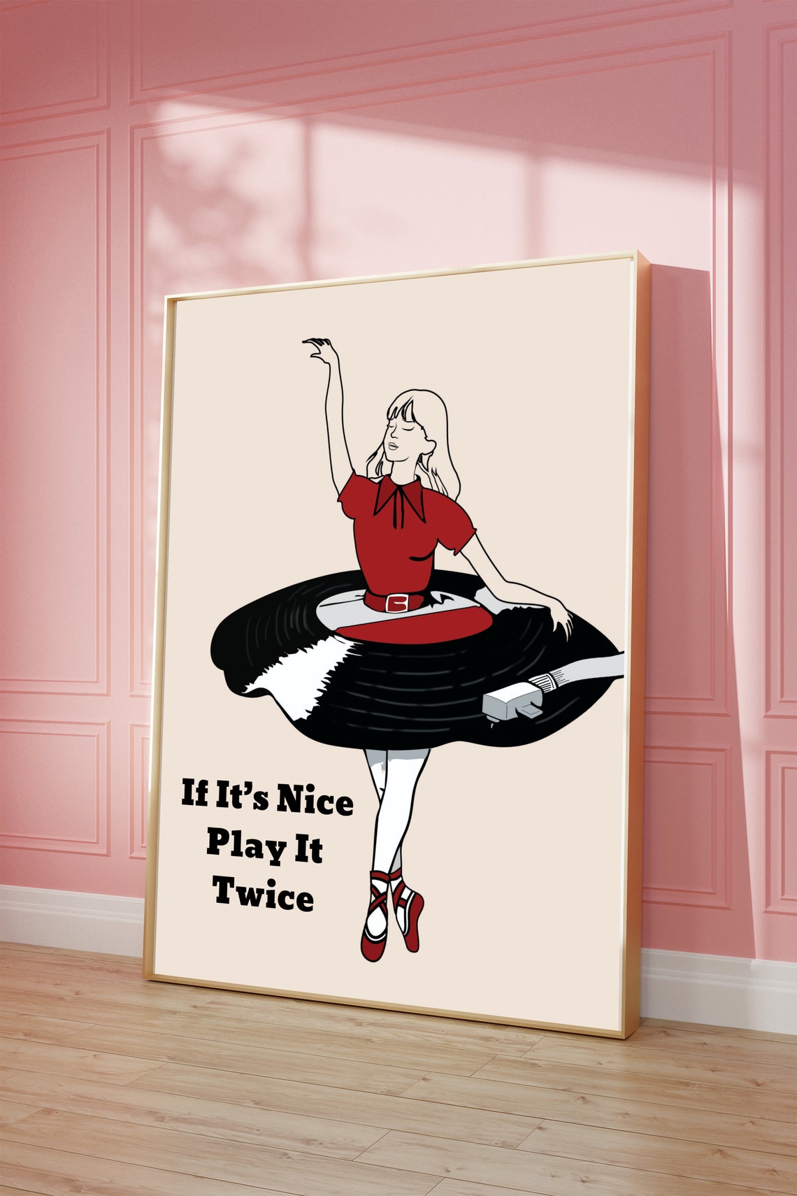 Retro Record Player Dance Poster Trendy Music Room Art Printable