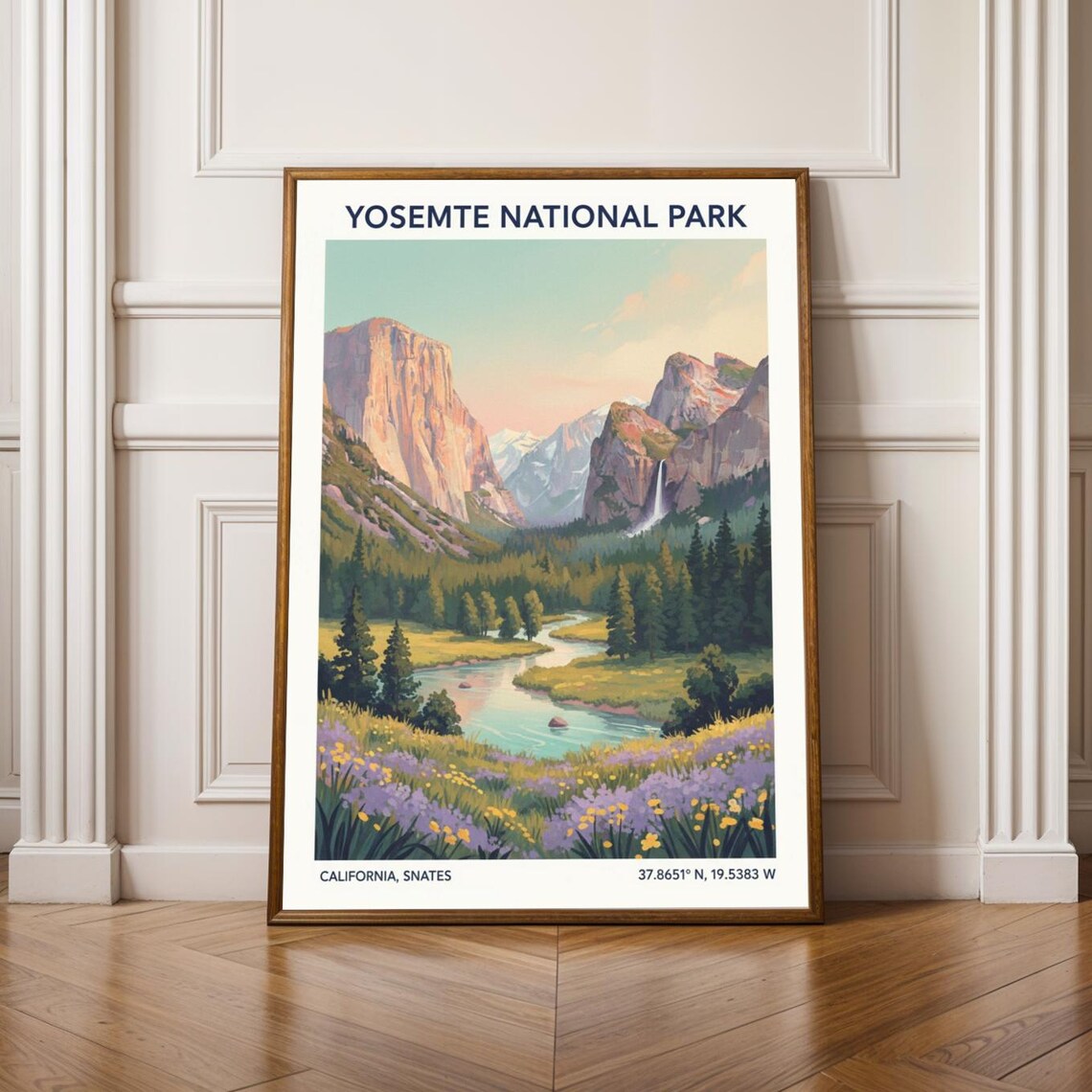 Yosemite National Park Valley Sunset Vintage California Travel Poster