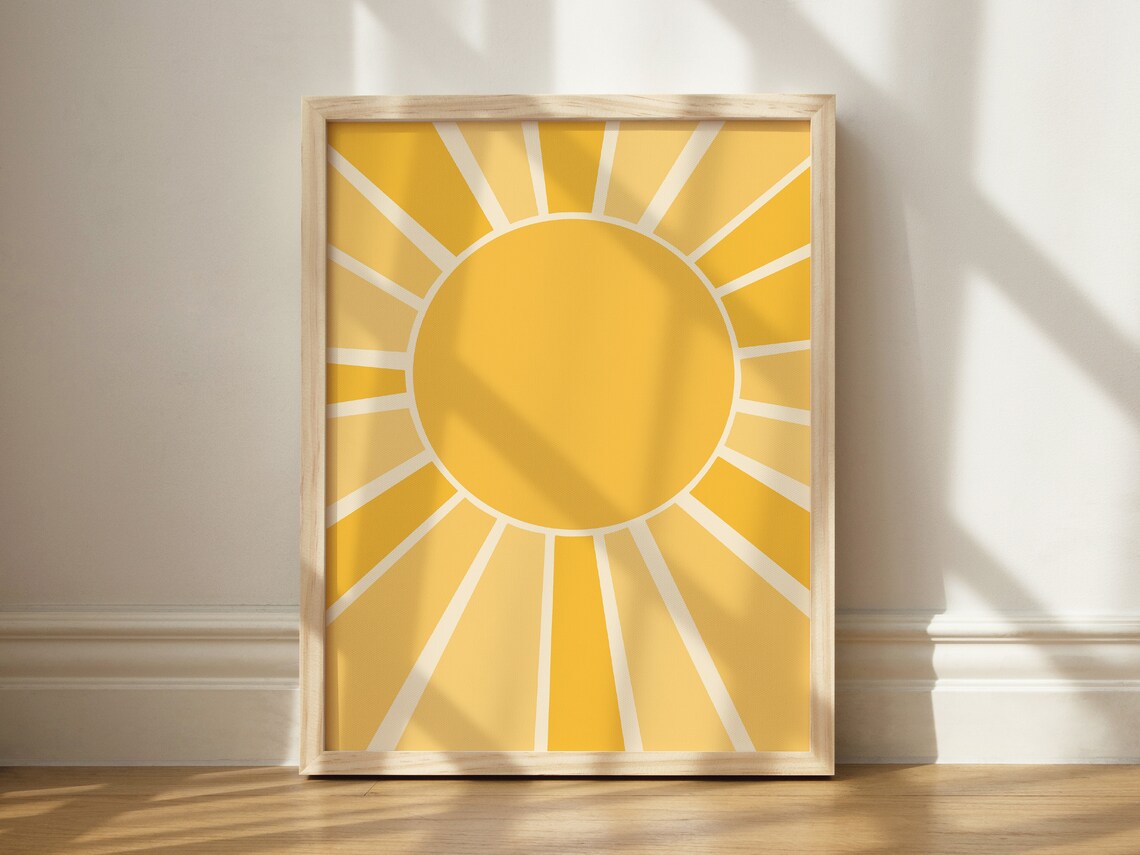 Sunshine Rays Wall Art Print, Boho Sun Art
