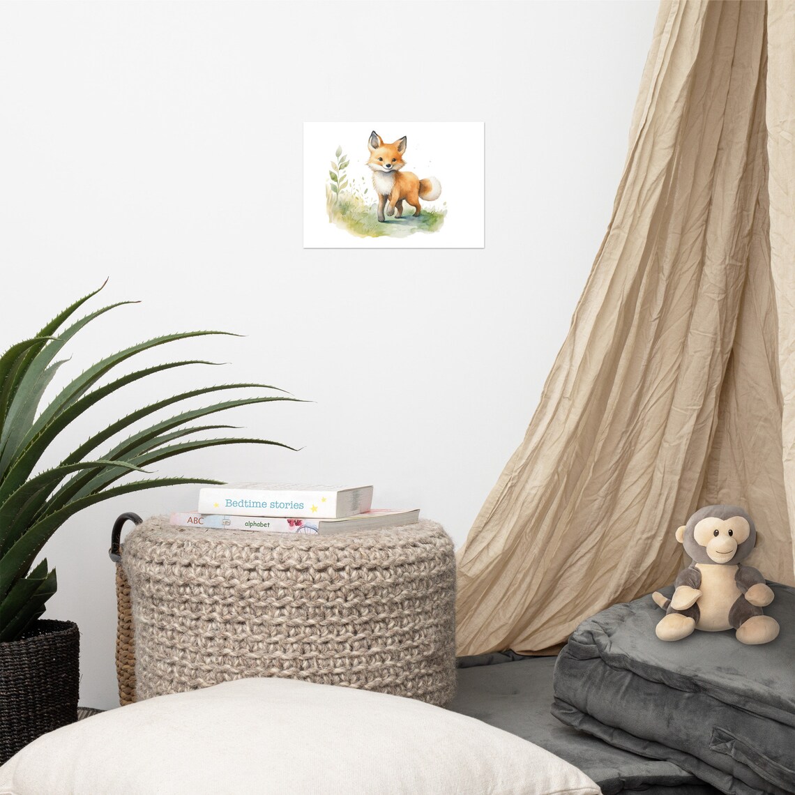 Cute Fox In Watercolors For Your Childrens Room Artistic - Image 4