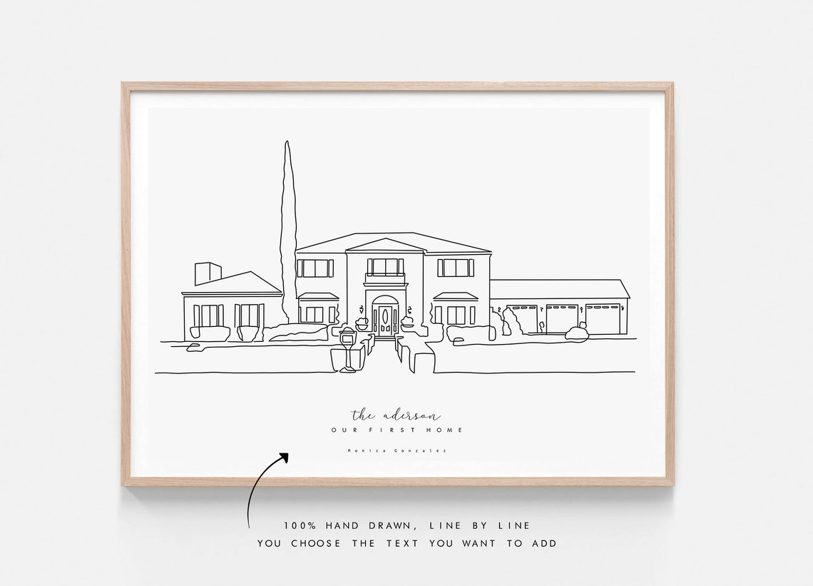 Two Story House Line Drawing Custom Home Portrait Arizona Poster - Image 5