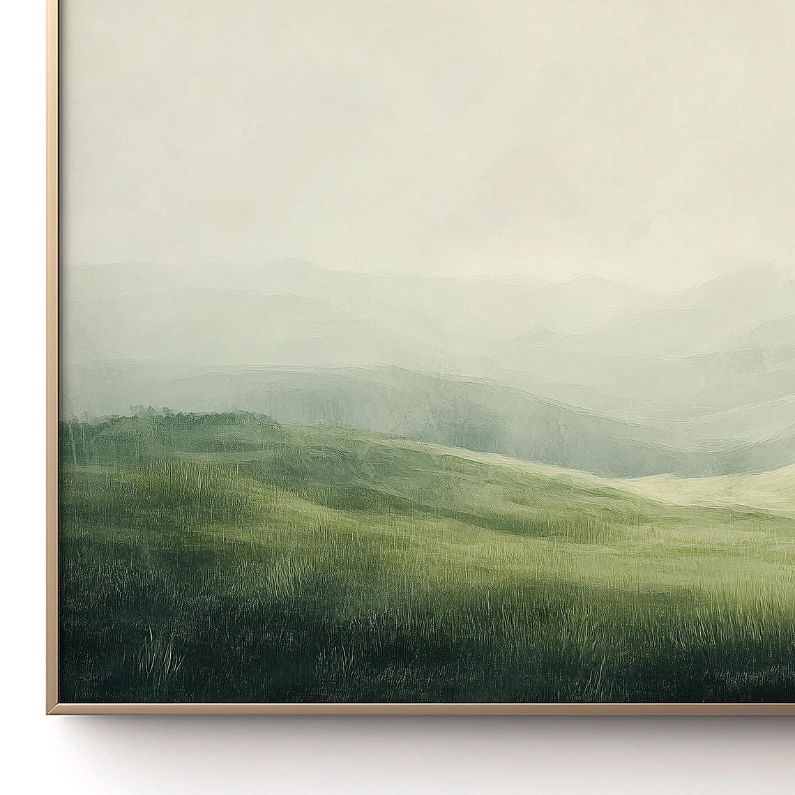 Misty Green Hills Rolling Meadow Minimalist Landscape Poster - Image 3