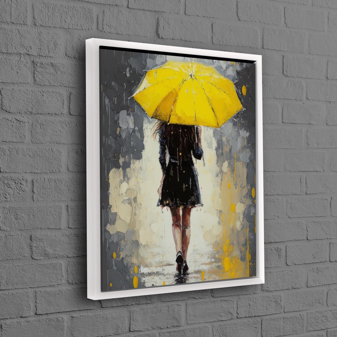 Woman With Yellow Umbrella Bohemian Art Print