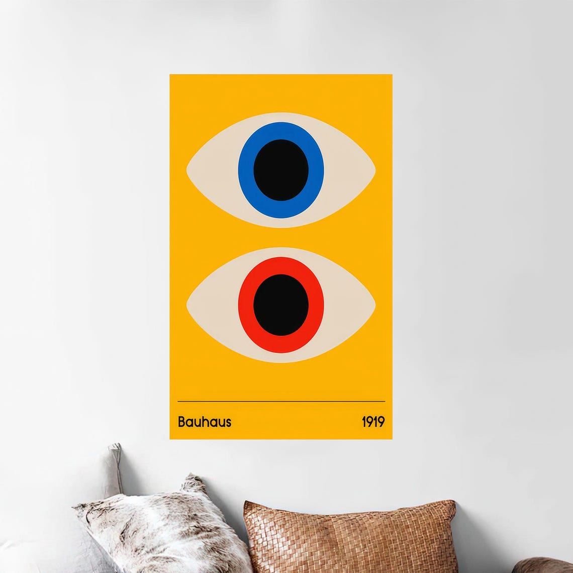 Bauhaus 1919 Eyes Yellow Geometric Minimalist School Design Poster
