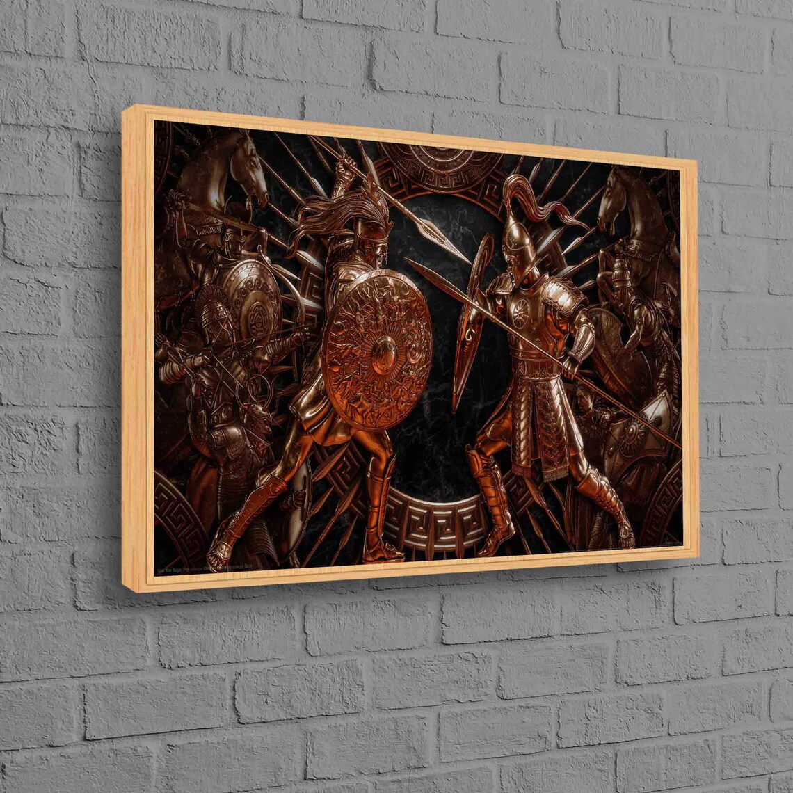 Bronze Spartan Warriors Battle Relief Greek Mythology Art Poster
