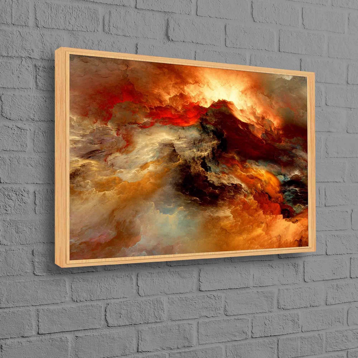 Abstract Golden Cloud Storm Fiery Red Sky Dramatic Modern Wall Poster