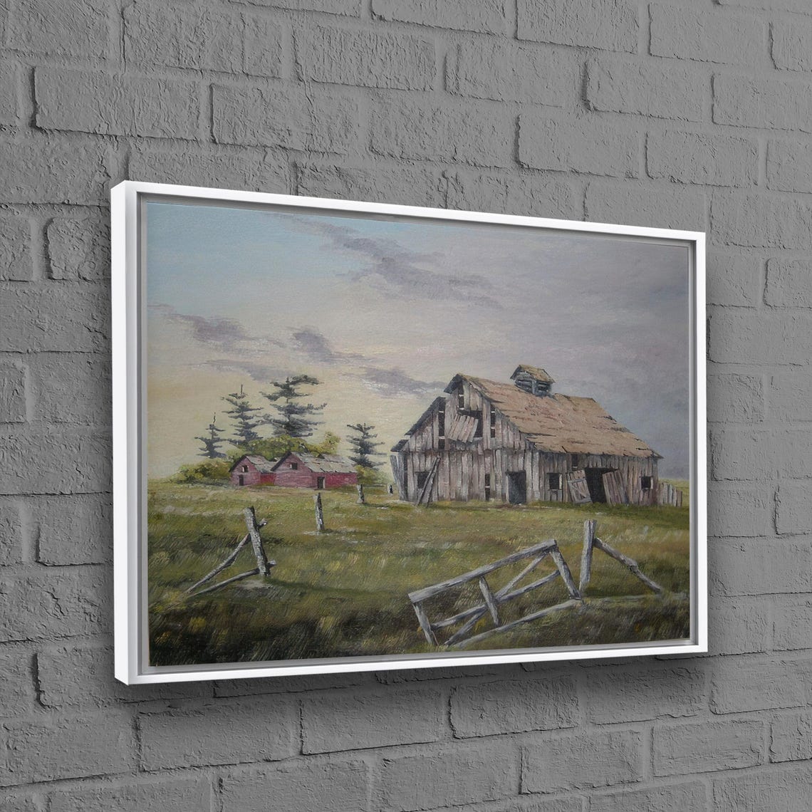 Rustic Old Barn Farm Broken Fence Pastoral Painting Art Poster
