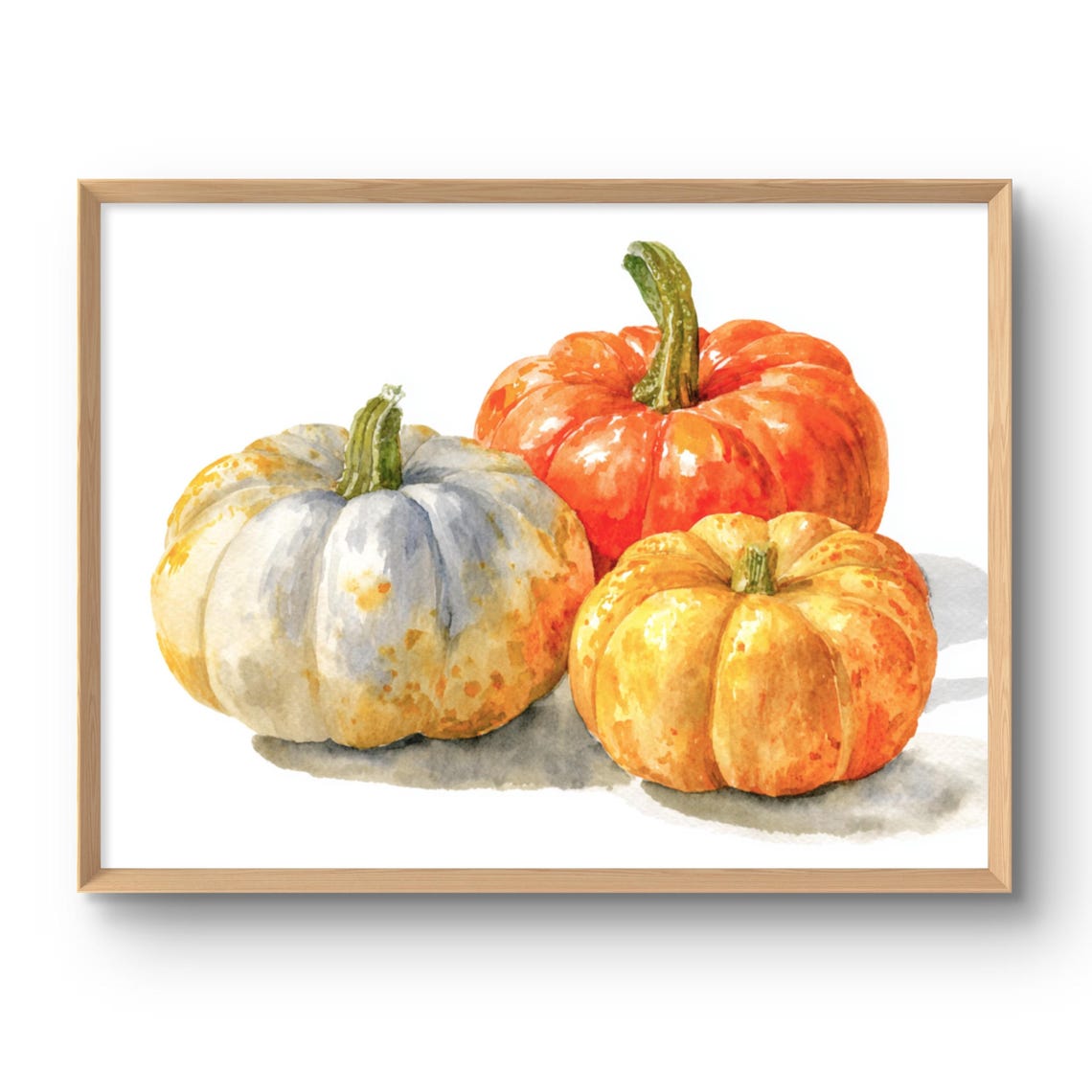 Pumpkin Art Print Watercolor Style Rustic Farmhouse Fall Decor