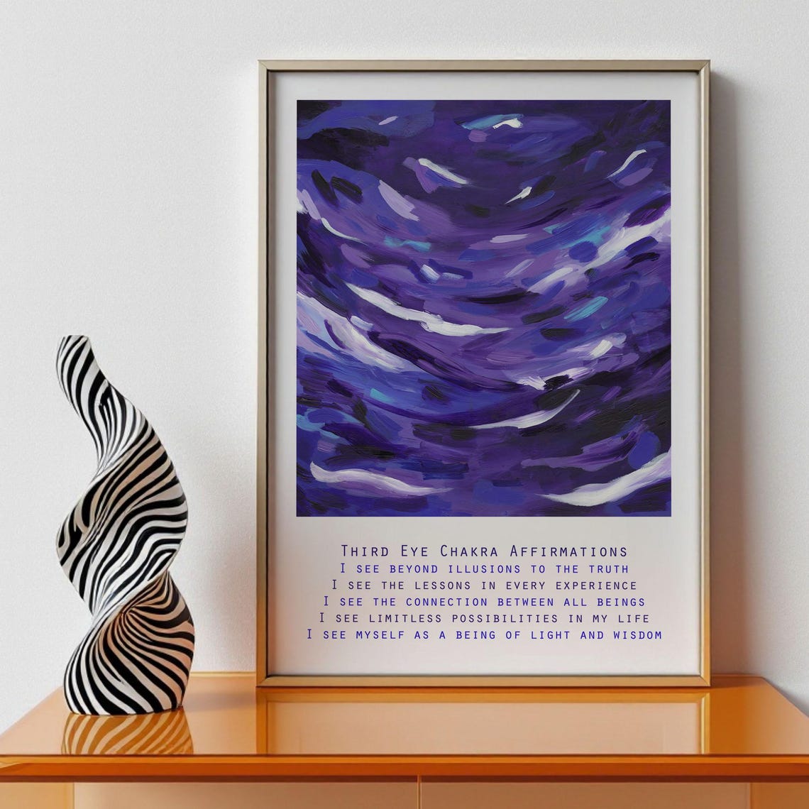 Third Eye Chakra Affirmations Deep Indigo Abstract Wisdom Art Poster