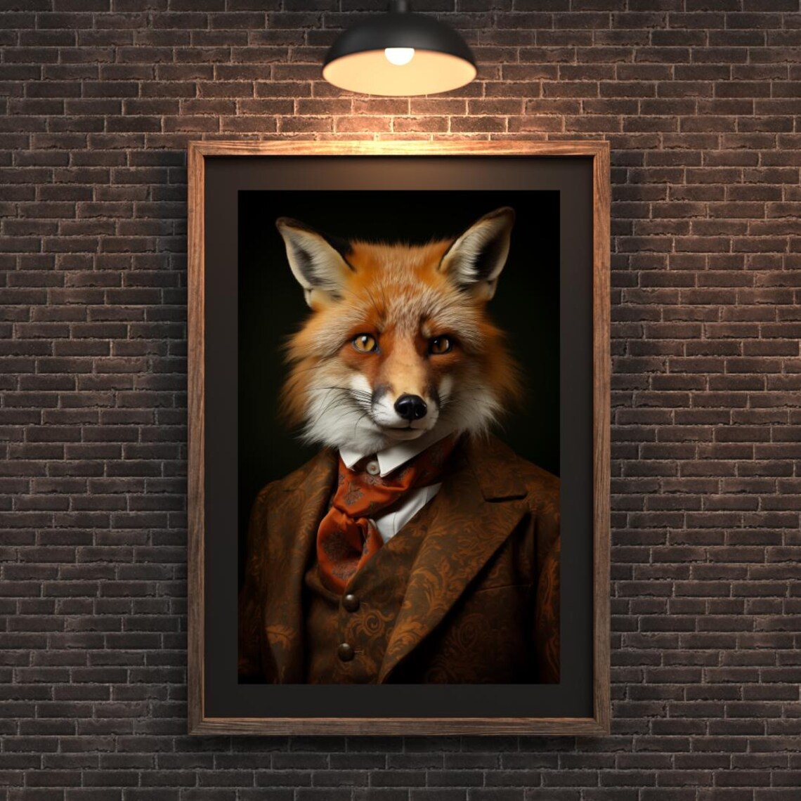 Red Fox Portrait Vintage Gentleman Art Print