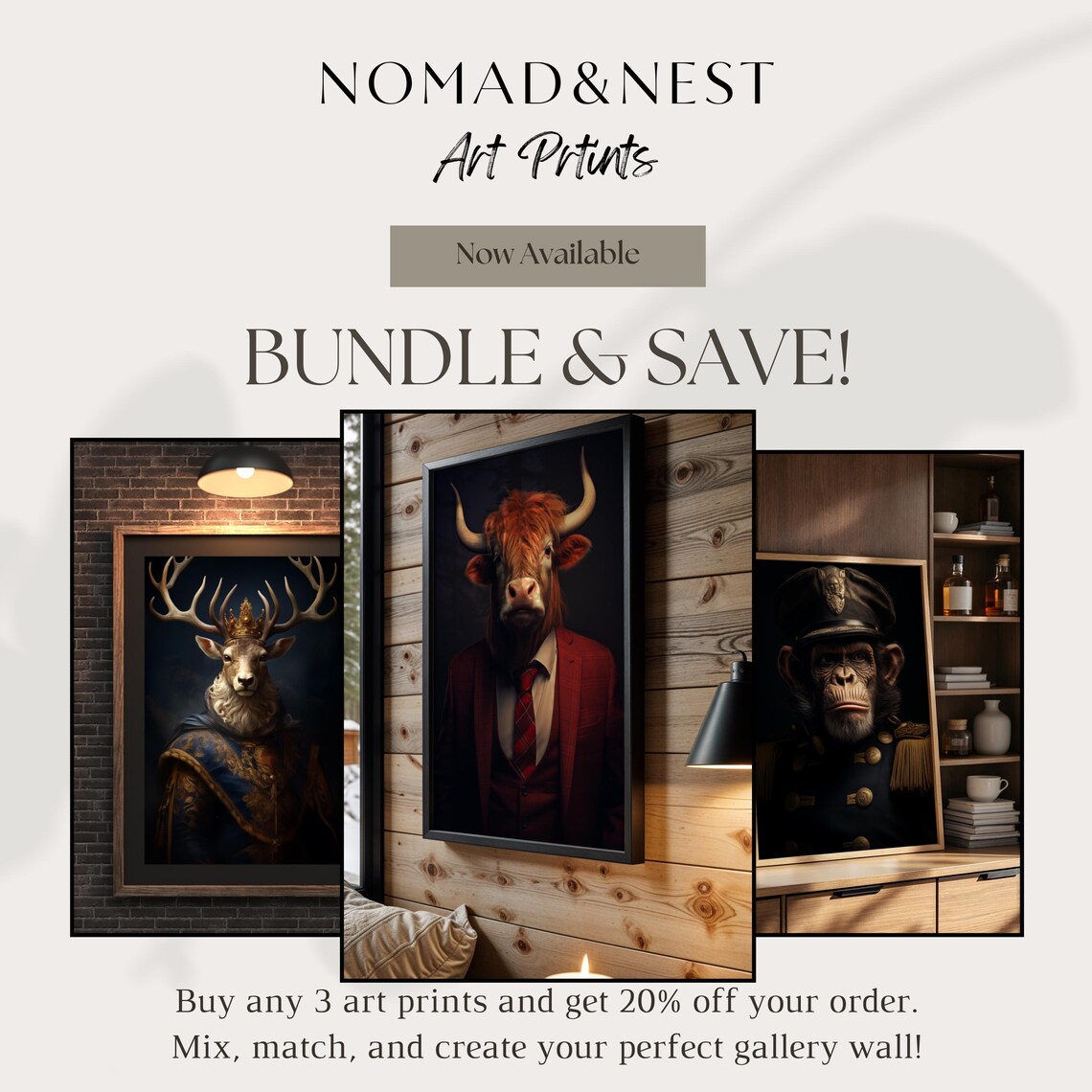 Bundle and Save Costumed Animal Portraits Promo Sale Art Poster