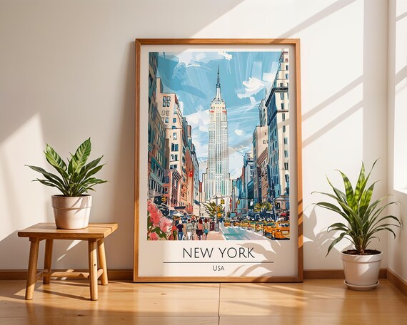 New York City Empire State Building Midtown Illustration Poster